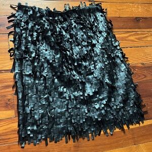 J McLaughlin black, vegan leather fringe skirt, size 10